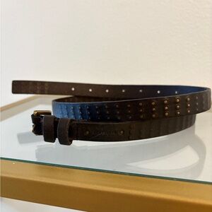 All Saints Black Leather Belt with Brass Hardware - Size M - 40”